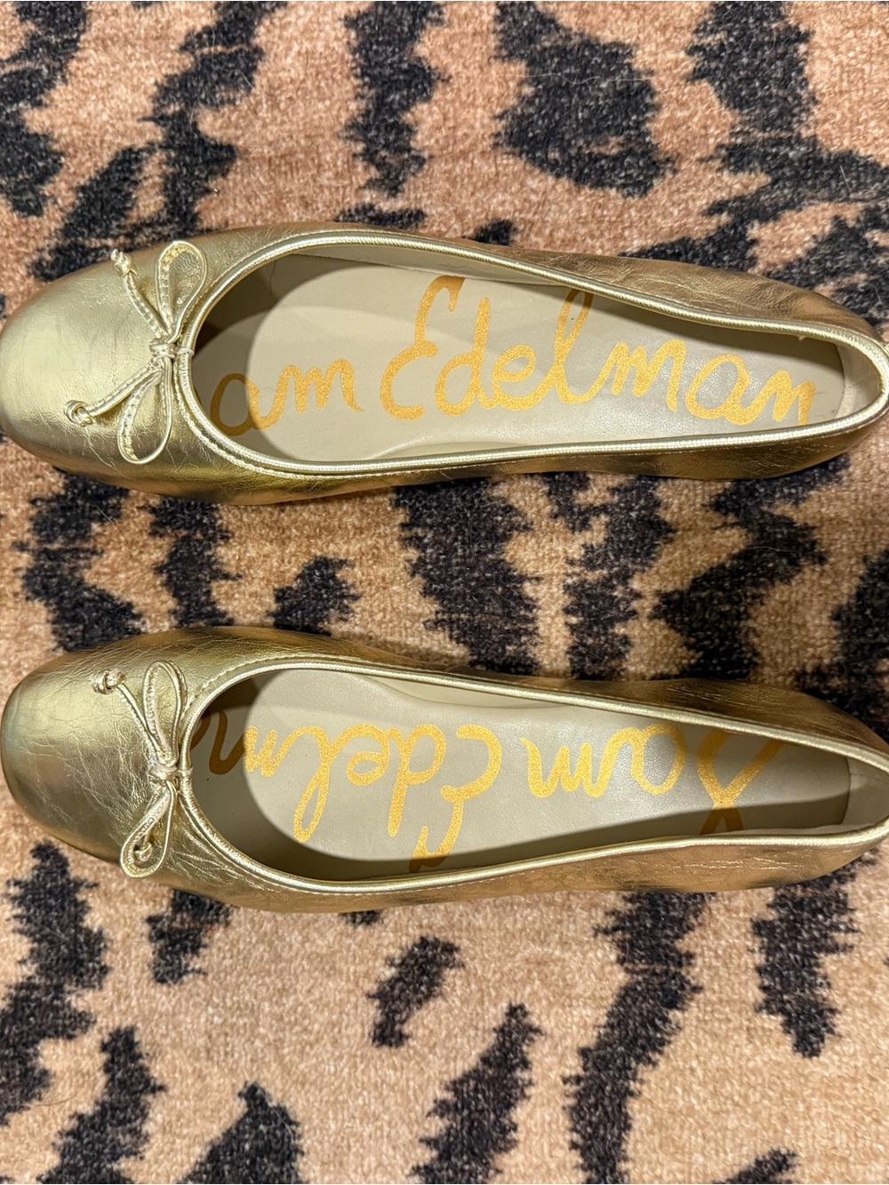 Sam Edelman Metallic Gold Ballet Flats with Bow